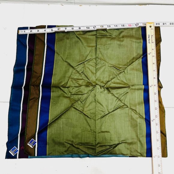 New Set of 2 Men Yves Saint Laurent Handkerchiefs Blue Green 17" x17"(S87 - Picture 10 of 13